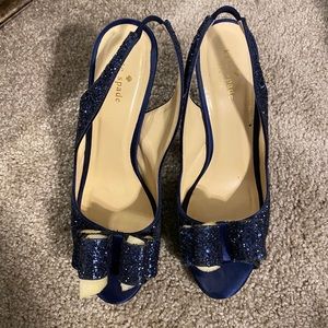 Kate Spade ♠️ glitter navy heels 9.5